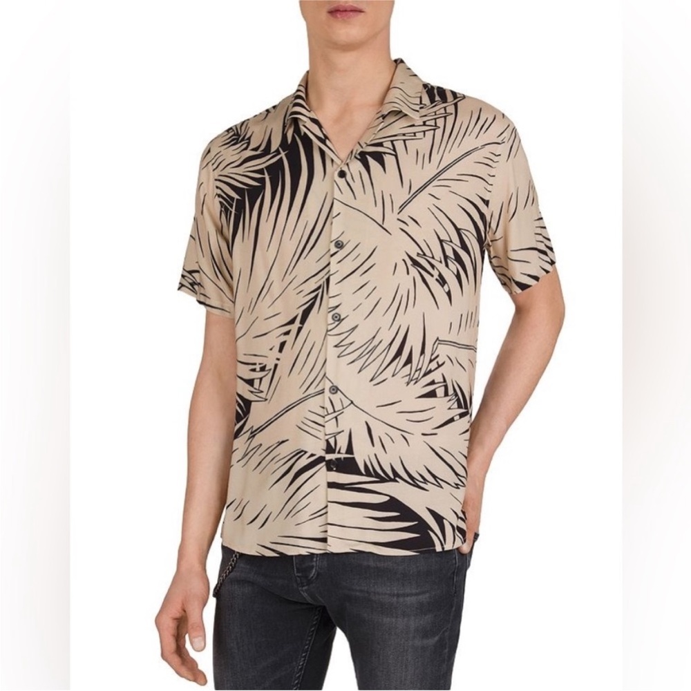 The KOOPLES Men’s Printed Palm Motif Flowing Shirt, Medium